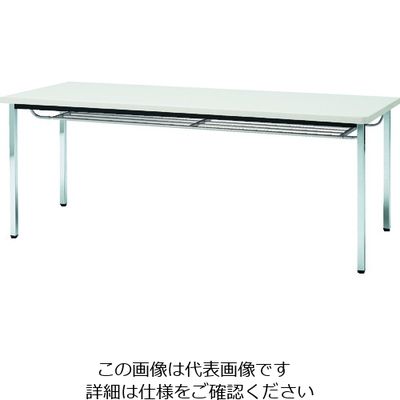 トラスコ中山 TRUSCO 会議用テーブル 1800X450XH700 下棚付 丸脚 ホワイト TDST1845-W 1台 208-2316（直送品）