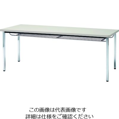 トラスコ中山 TRUSCO 会議用テーブル 1800X450XH700 下棚付 丸脚 ニューグレー TDST1845-NG 1台（直送品）