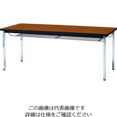 トラスコ中山 TRUSCO 会議用テーブル 1800X450XH700 下棚付 丸脚 チーク TDST1845-T 1台 208-2319（直送品）