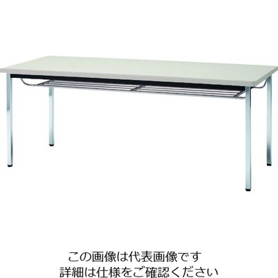 トラスコ中山 TRUSCO 会議用テーブル 1800X600XH700 下棚付 丸脚 ニューグレー TDST1860-NG 1台（直送品）
