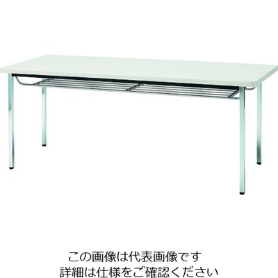 トラスコ中山 TRUSCO 会議用テーブル 1200X600XH700 下棚付 丸脚 ホワイト TDST1260-W 1台 208-2296（直送品）