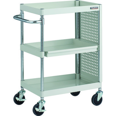 TRUSCO ツールワゴン フェニックスワゴン 抗菌 省音 600X400 スライド1段 側面パネル付 ホワイト PEW-962M1PL-W（直送品）