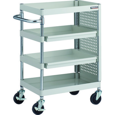 TRUSCO ツールワゴン フェニックスワゴン 抗菌 省音 600X400 スライド2段 側面パネル付 ホワイト PEW-962M2PL-W（直送品）