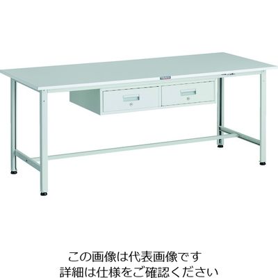 TRUSCO 軽荷重作業台(300kg)AE型 1800X750XH740 2列引出し付 ホワイト色 RAE-1800FL2 W 1台（直送品）