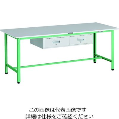 TRUSCO 軽荷重作業台(300kg)AE型 1800X750XH740 2列引出し付 ヤンググリーン色 RAE-1800FL2 YG（直送品）