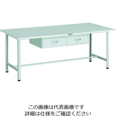TRUSCO 軽荷重作業台(300kg)AE型 1800X900XH740 2列引出し付 ホワイト色 RAE-1809FL2 W 1台（直送品）