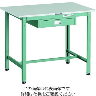 TRUSCO 軽荷重作業台(300kg)AE型 900X600XH740 薄型1段引出し付 グリーン色 RAE-0960UDC1 1台（直送品）
