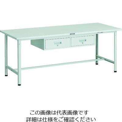 TRUSCO 軽荷重作業台(300kg)AE型 1800X750XH740 2列引出し付 ホワイト色 SAE-1800FL2 W 1台（直送品）
