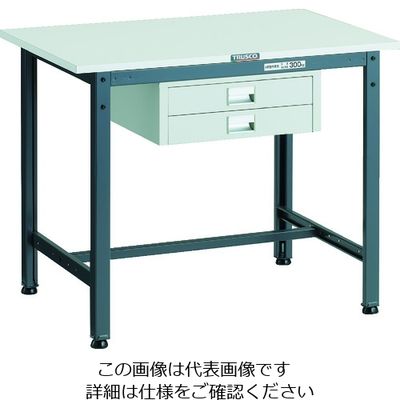 TRUSCO 軽荷重作業台(300kg)AE型 900X600XH740 薄型2段引出し付 ダークグレー色 AE-0960UDC2 DG（直送品）