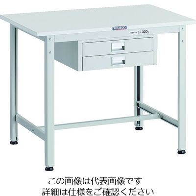TRUSCO 軽荷重作業台(300kg)AE型 900X600XH740 薄型2段引出し付 ホワイト色 AE-0960UDC2 W 1台（直送品）