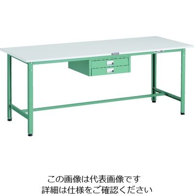 TRUSCO 軽荷重作業台(300kg)AE型 1800X750XH740 薄型2段引出し付 グリーン色 AE-1800UDC2 1台（直送品）