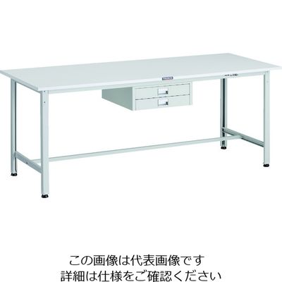 TRUSCO 軽荷重作業台(300kg)AE型 1800X750XH740 薄型2段引出し付 ホワイト色 AE-1800UDC2 W 1台（直送品）