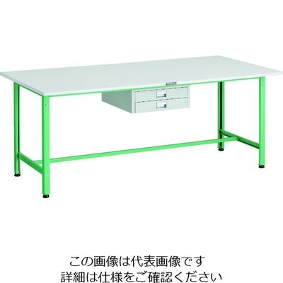 TRUSCO 軽荷重作業台(300kg)AE型 1800X900XH740 薄型2段引出し付 ヤンググリーン色 AE-1809UDC2 YG（直送品）