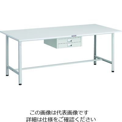 TRUSCO 軽荷重作業台(300kg)AE型 1800X900XH740 薄型2段引出し付 ホワイト色 AE-1809UDC2 W 1台（直送品）