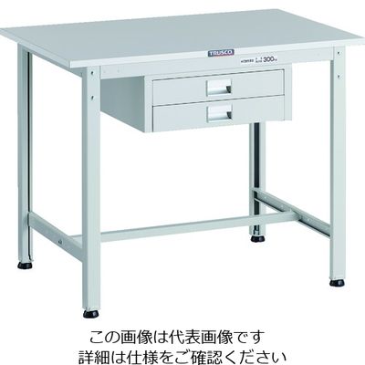TRUSCO 軽荷重作業台(300kg)AE型 900X600XH740 薄型2段引出し付 ホワイト色 RAE-0960UDC2 W 1台（直送品）