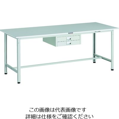 TRUSCO 軽荷重作業台(300kg)AE型 1800X750XH740 薄型2段引出し付 ホワイト色 RAE-1800UDC2 W 1台（直送品）