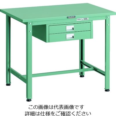 TRUSCO 軽荷重作業台(300kg)AE型 900X600XH740 薄型2段引出し付 グリーン色 SAE-0960UDC2 1台（直送品）