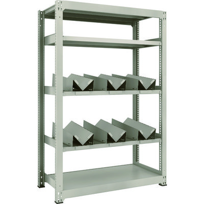 TRUSCO 一斗缶ラック スチールラック M3型中量棚 W1200×D571×H1800 5段 単体 缶受×6付 M3-6465-KU6（直送品）