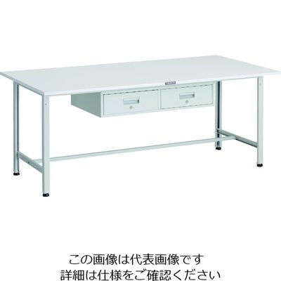 TRUSCO 軽荷重作業台(300kg)AE型 1800X900XH740 2列引出付 ホワイト色 AE-1809FL2 W 1台（直送品）