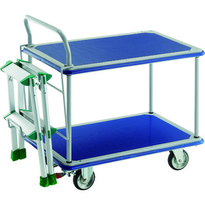 TRUSCO プレス製台車 ドンキーカート 2段式片袖タイプ740×480 ストッパー付 TAFー2付 304NS-TAF2 1台（直送品）