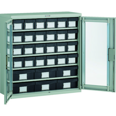 TRUSCO コンテナラックケース バンラックケース L型 両開き扉 導電引出小X24 大X6個 H880 TD305L-24S6L（直送品）