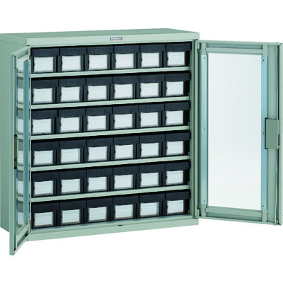 TRUSCO コンテナラックケース バンラックケース L型 両開き扉 導電引出小X36個 H880 TD305L-36S 1台(1個)（直送品）