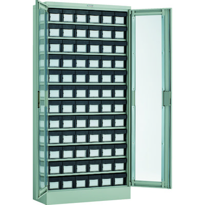 TRUSCO コンテナラックケース バンラックケース L型 両開き扉 導電引出小X72個 H1790 TD611L-72S 1台(1個)（直送品）