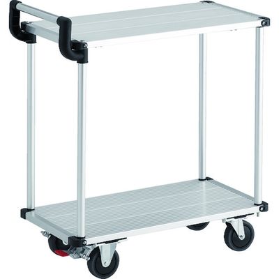 トラスコ中山 TRUSCO アルミ台車 アルパカート 省音 2段式片袖タイプ 700×360mm ストッパー付 AL22-0736S 1台（直送品）