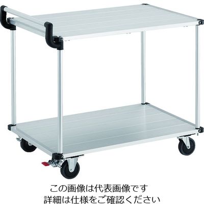 トラスコ中山 TRUSCO アルミ台車 アルパカート 省音 2段式片袖タイプ 900×600mm ストッパー付 AL22-0960S 1台（直送品）