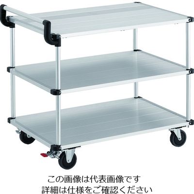 トラスコ中山 TRUSCO アルミ台車 アルパカート 省音 3段式片袖タイプ 900×600mm ストッパー付 AL23-0960S 1台（直送品）