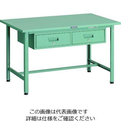 TRUSCO 軽荷重作業台(300kg)AE型 1200X750XH740 2列引出し付 グリーン色 SAE-1200FL2 1台（直送品）