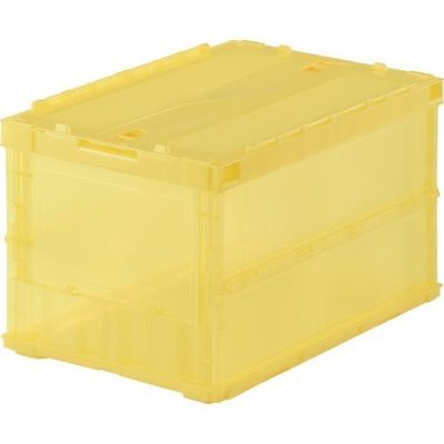 トラスコ中山 TRUSCO オリコン 薄型折りたたみコンテナ スケルコン 50L ロックフタ付 透明イエロー 黄 TSK-C50B Y 1個（直送品）