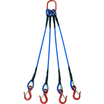 TRUSCO 4本吊玉掛ワイヤロープスリング(カラー被覆付)アルミロックタイプ 青透明2M 収縮カバー付 TWSP4P12S2WT 1セット（直送品）