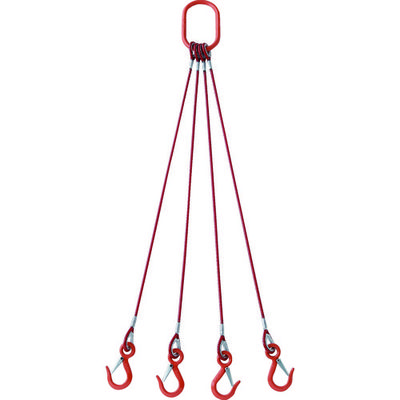 トラスコ中山 TRUSCO 4本吊玉掛ワイヤロープスリング(カラー被覆付)アルミロックタイプ 赤透明2M TWSP4P6S2 1セット（直送品）