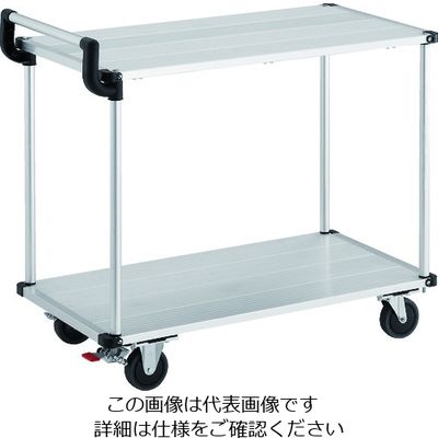 トラスコ中山 TRUSCO アルミ台車 アルパカート 省音 2段式片袖タイプ 900×480mm ストッパー付 AL22-0948S 1台（直送品）
