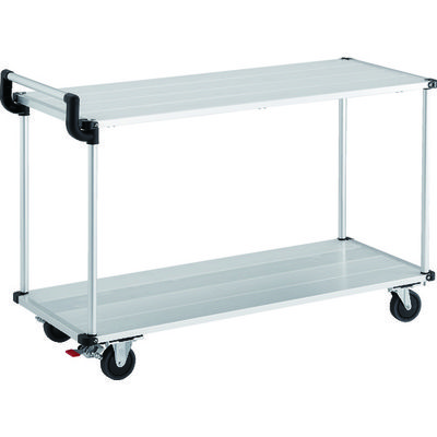 トラスコ中山 TRUSCO アルミ台車 アルパカート 省音 2段式片袖タイプ 1200×480mm ストッパー付 AL22-1248S 1台（直送品）