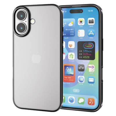 iPhone16 ケース ソフト 衝撃吸収 薄型 メタリックブラック PM-A24AUCTMBK エレコム 1個（直送品）