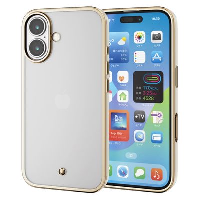 iPhone16 ケース ソフト 衝撃吸収 メタリックライン グレージュ PM-A24AUCTMLGB エレコム 1個（直送品）
