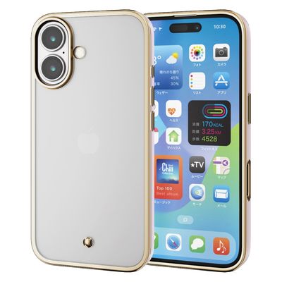 iPhone16 ケース ソフト 衝撃吸収 メタリックライン ピンク PM-A24AUCTMLPN エレコム 1個（直送品）