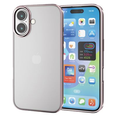 iPhone16 ケース ソフト 衝撃吸収 薄型 メタリックピンク PM-A24AUCTMPN エレコム 1個（直送品）