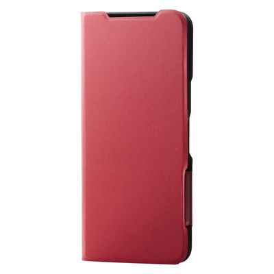 らくらくスマートフォン a ケース レザー 手帳型 衝撃吸収 超軽量 レッド PM-F243PLFURD エレコム 1個（直送品）