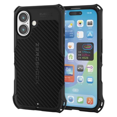 iPhone16 ケース ソフト 滑りにくいグリップテクスチャー 衝撃吸収 ブラック PMWA24AZEROGBK エレコム 1個（直送品）