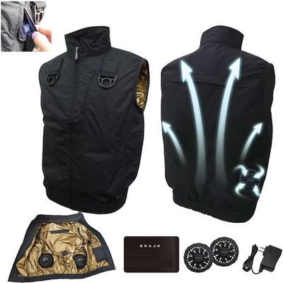 ブレイン 12V胸スイッチ式空調ベスト裏ゴールドチタン加工MーLサイズブラック MESHBR1201MLBK 1式 611-5016（直送品）