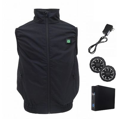 7.4V高密度胸スイッチ式空調ベストR(フルハーネス対応)フルセット ブラック MーLサイズ MESH-BR-S578-ML-BK 1式（直送品）