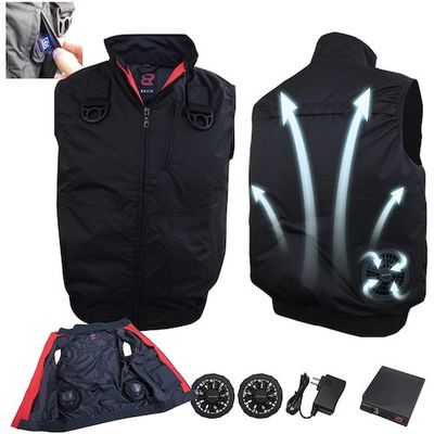 ブレイン 7.4V胸スイッチ式空調ベストR静電服(JISーT8118適合品)フルセット MーLサイズ MESH-BR-T8118-ML 1式（直送品）