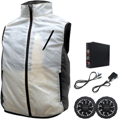 ブレイン 7.4V胸スイッチ無し空調ベストR(フルハーネス対応)フルセット ホワイト MーLサイズ MESH-BR-006-ML-WH 1式（直送品）