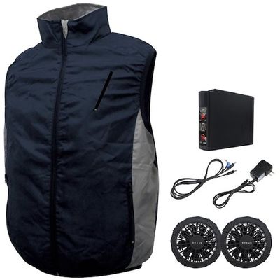 ブレイン 7.4V胸スイッチ無し空調ベストR(フルハーネス対応)フルセット ネイビー MーLサイズ MESH-BR-006-ML-NV 1式（直送品）