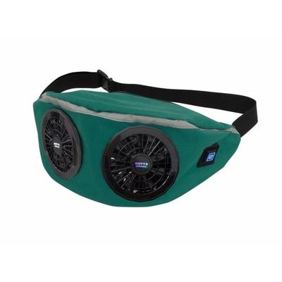 ブレイン 空調エアコン(R)ポシェット(ファン2個、バッテリー、充電器付き) グリーン BR-686-GR 1式 651-3131（直送品）