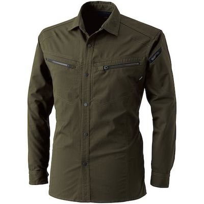 TS DESIGN LIGHT TECロングスリーブシャツ LL カーキグリーン 5305 55 1着 584-1727（直送品）