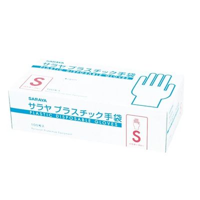 サラヤ プラスチック手袋(粉無)Sサイズ パウダーフリーグローブ 医療病院 53498 1箱(1個(100枚入)x10)（直送品）